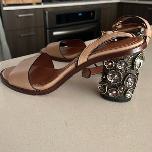 8- Coach mid heels with tea rose design